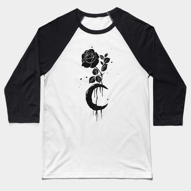 Black rose and moon Baseball T-Shirt by LR_Collections